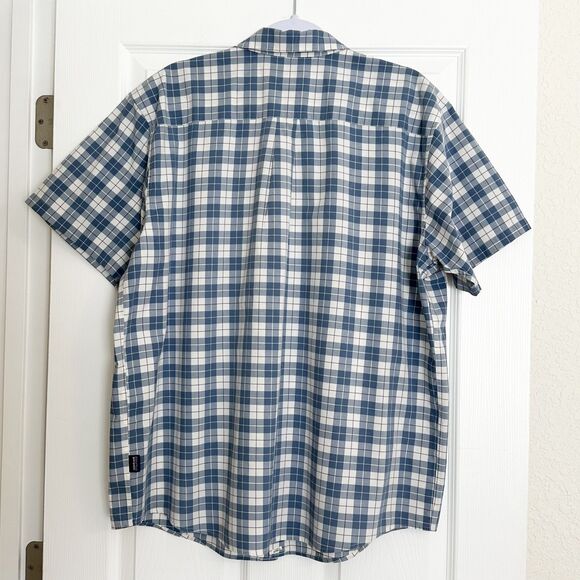 Patagonia Button Down Shirt Mens XL Blue Plaid Fezzman Organic Cotton Blend - Picture 2 of 11